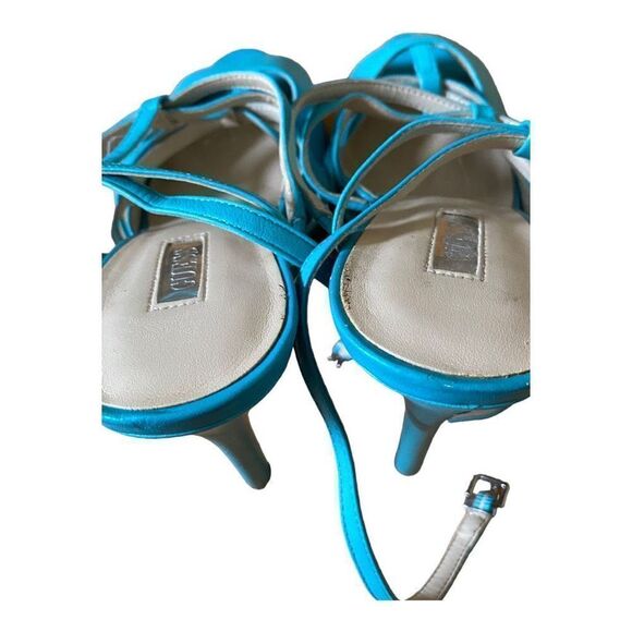 Guess Teal Platform Lace Up Sandals with Stiletto Heels - Picture 4 of 6
